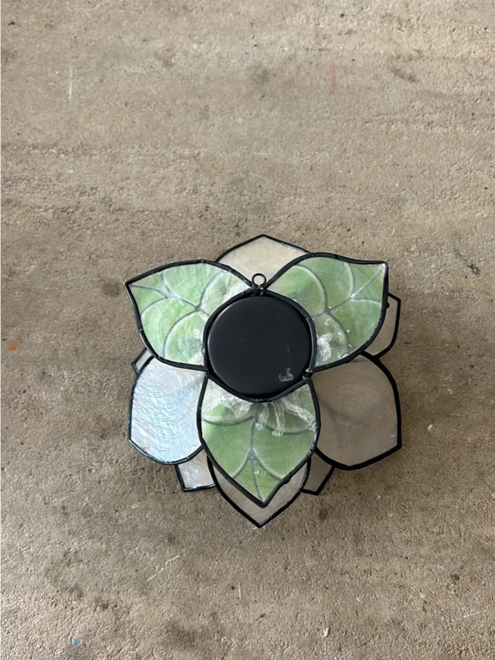 Lotus Flower Capiz Tealight Candle Holder - White 5.5” W